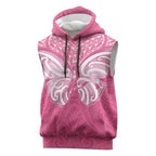 New Zealand Breast Cancer Awareness Sleeveless Hoodie Maori Butterfly Pink Ribbon - Aussie Hoodie
