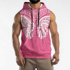 New Zealand Breast Cancer Awareness Sleeveless Hoodie Maori Butterfly Pink Ribbon - Aussie Hoodie