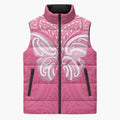 New Zealand Breast Cancer Awareness Sleeveless Puffer Jacket Maori Butterfly Pink Ribbon - Aussie Hoodie