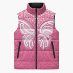 New Zealand Breast Cancer Awareness Sleeveless Puffer Jacket Maori Butterfly Pink Ribbon - Aussie Hoodie