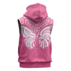 New Zealand Breast Cancer Awareness Sleeveless Zip Hoodie Maori Butterfly Pink Ribbon LT14