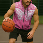 New Zealand Breast Cancer Awareness Sleeveless Zip Hoodie Maori Butterfly Pink Ribbon LT14