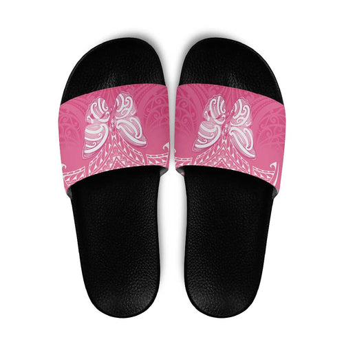 New Zealand Breast Cancer Awareness Slide Sandals Maori Butterfly Pink Ribbon - Aussie Hoodie