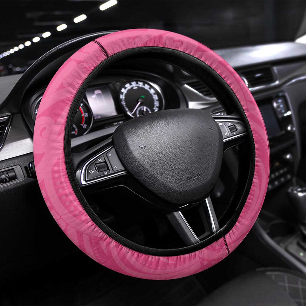 New Zealand Breast Cancer Awareness Steering Wheel Cover Maori Butterfly Pink Ribbon - Aussie Hoodie