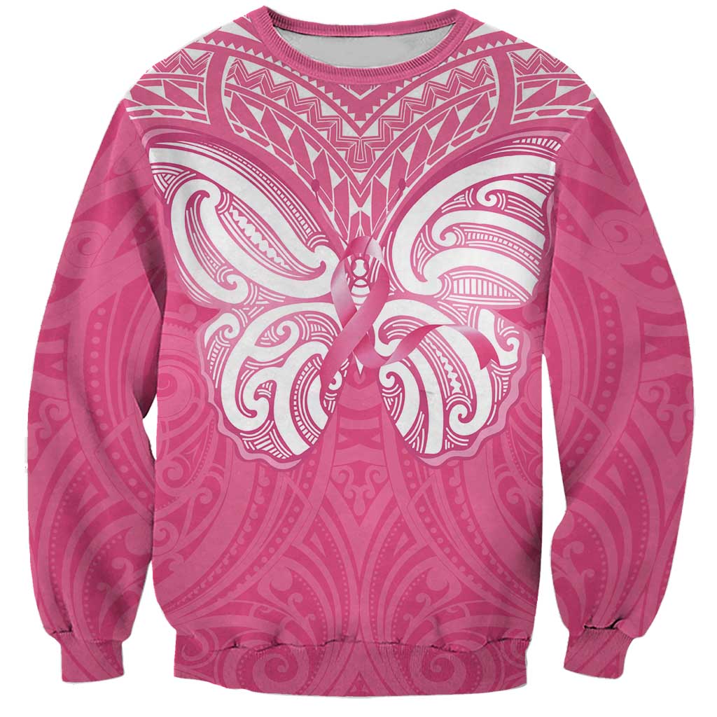 New Zealand Breast Cancer Awareness Sweatshirt Maori Butterfly Pink Ribbon - Aussie Hoodie