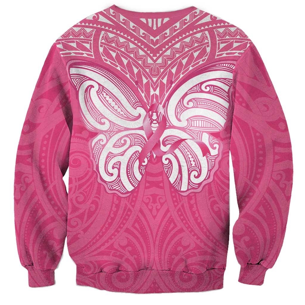 New Zealand Breast Cancer Awareness Sweatshirt Maori Butterfly Pink Ribbon - Aussie Hoodie