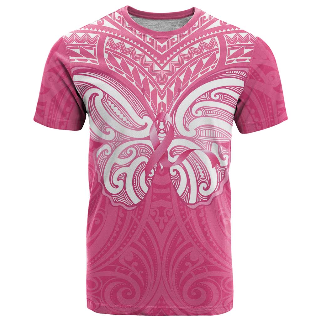 New Zealand Breast Cancer Awareness T Shirt Maori Butterfly Pink Ribbon - Aussie Hoodie