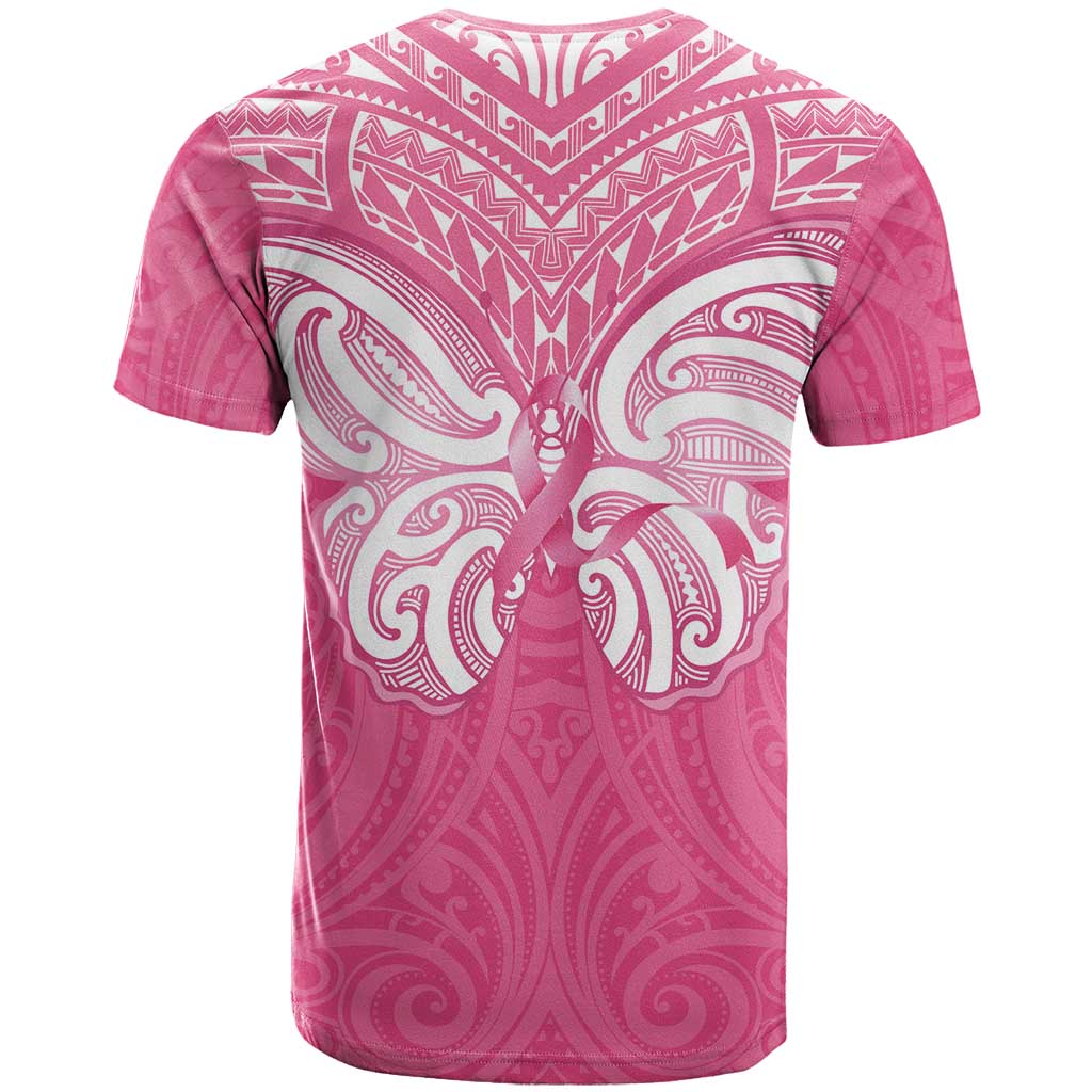 New Zealand Breast Cancer Awareness T Shirt Maori Butterfly Pink Ribbon - Aussie Hoodie