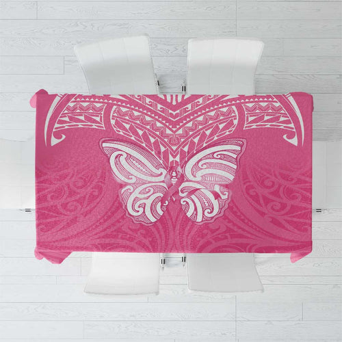New Zealand Breast Cancer Awareness Tablecloth Maori Butterfly Pink Ribbon - Aussie Hoodie