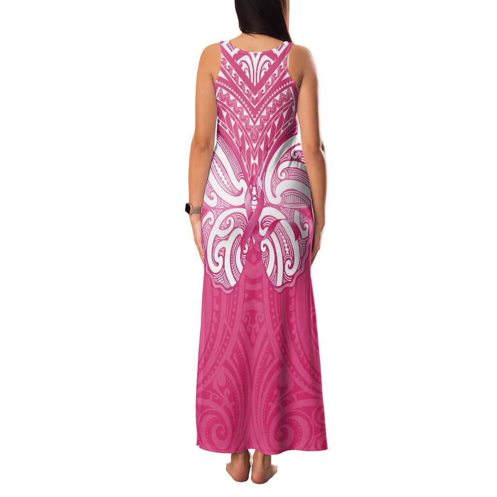 New Zealand Breast Cancer Awareness Tank Maxi Dress Maori Butterfly Pink Ribbon - Aussie Hoodie