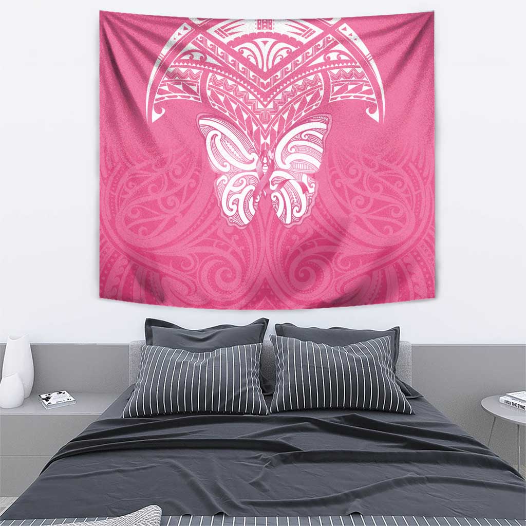New Zealand Breast Cancer Awareness Tapestry Maori Butterfly Pink Ribbon - Aussie Hoodie