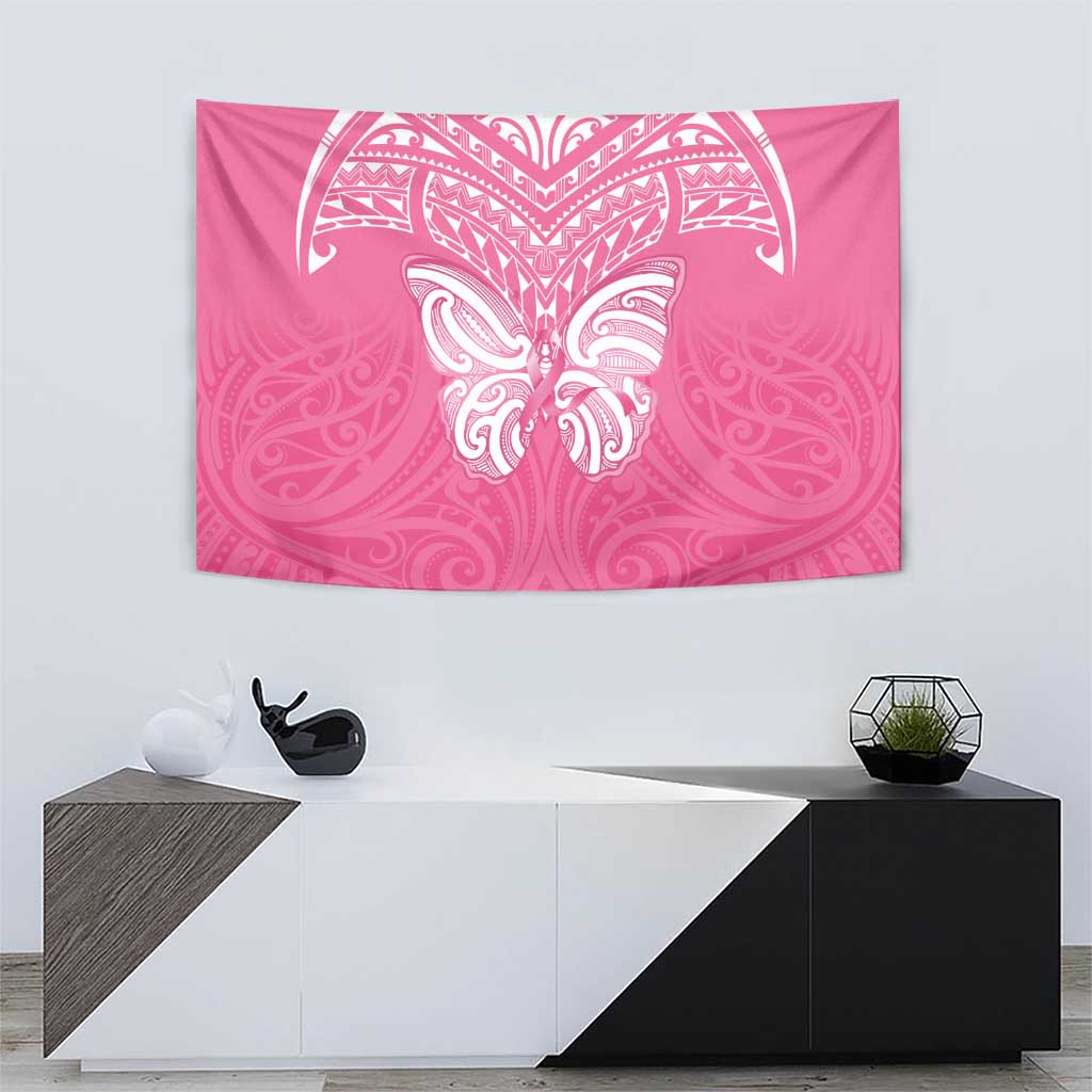 New Zealand Breast Cancer Awareness Tapestry Maori Butterfly Pink Ribbon - Aussie Hoodie
