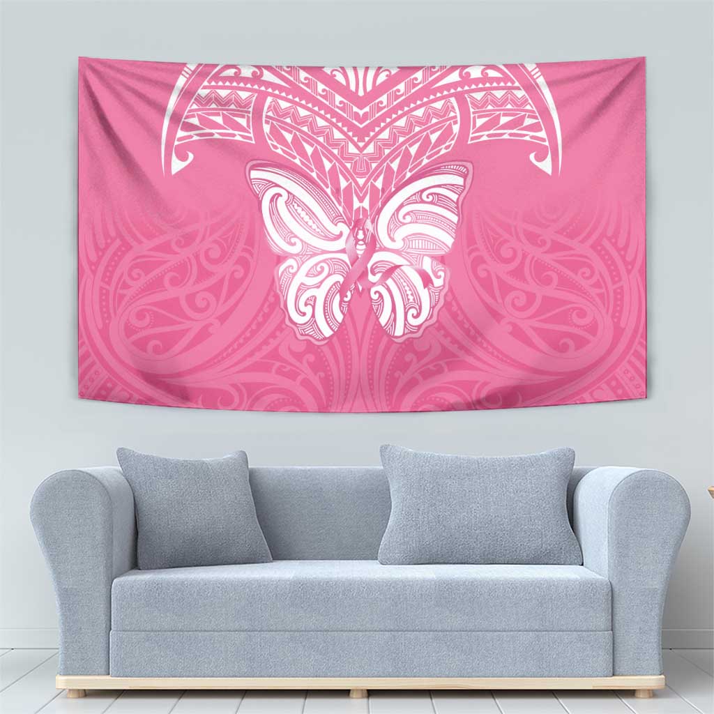 New Zealand Breast Cancer Awareness Tapestry Maori Butterfly Pink Ribbon - Aussie Hoodie