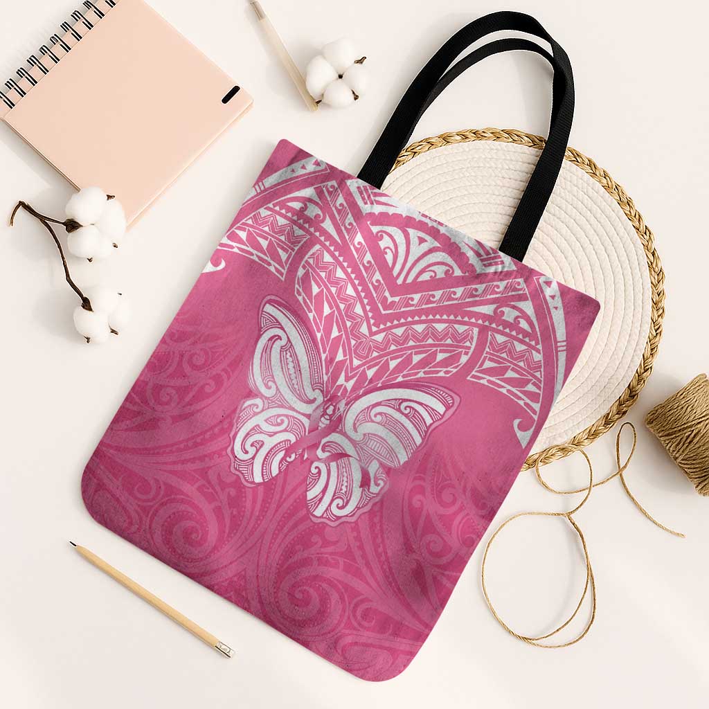 New Zealand Breast Cancer Awareness Tote Bag Maori Butterfly Pink Ribbon - Aussie Hoodie
