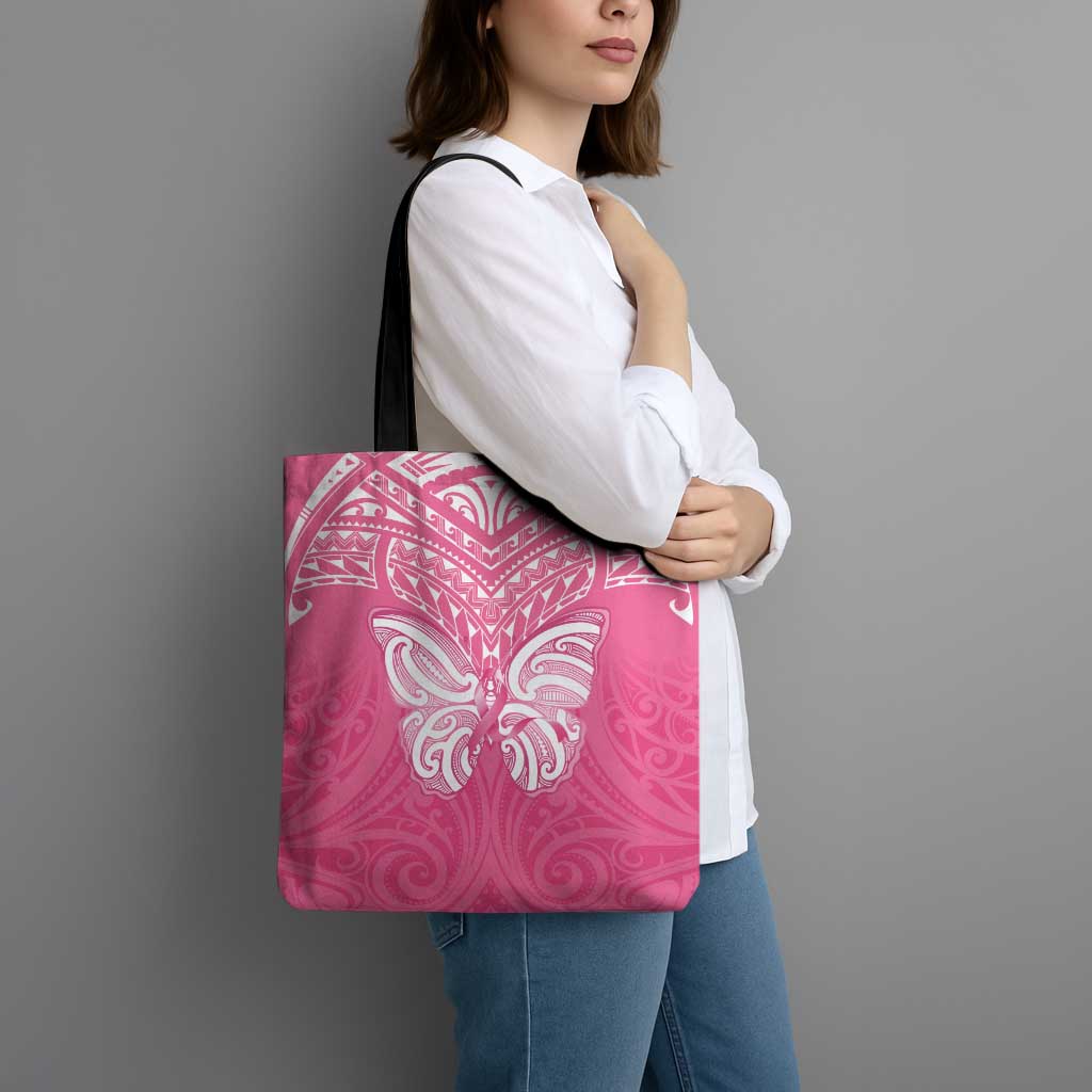New Zealand Breast Cancer Awareness Tote Bag Maori Butterfly Pink Ribbon - Aussie Hoodie