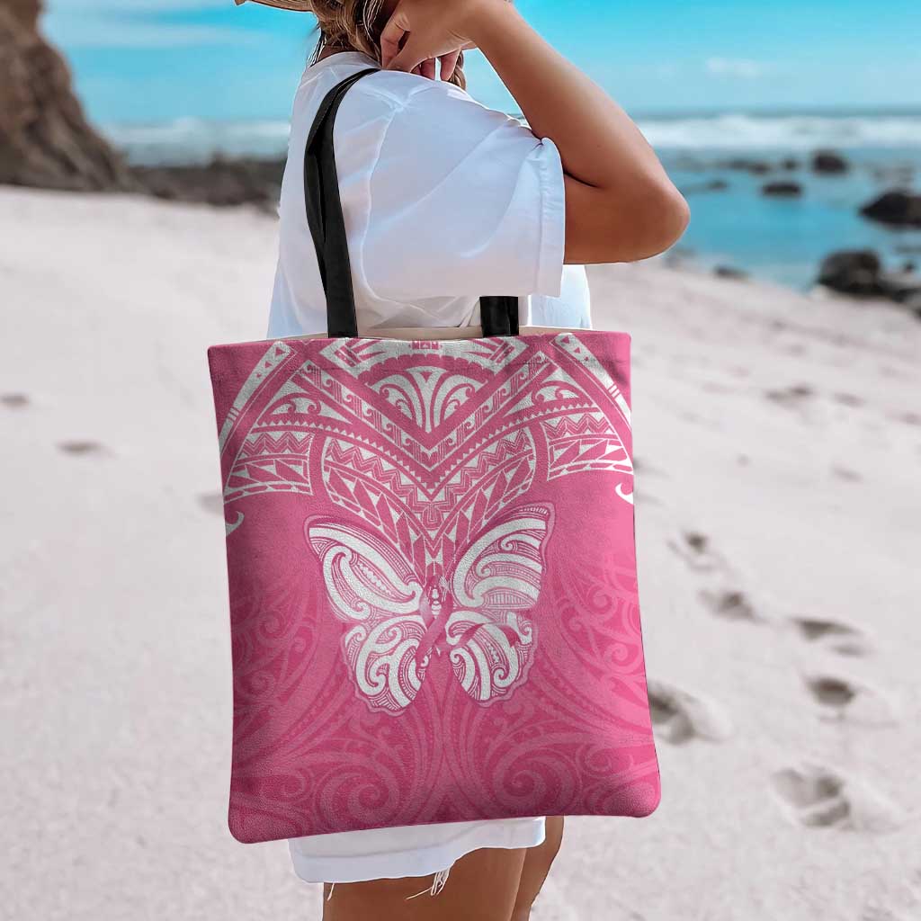 New Zealand Breast Cancer Awareness Tote Bag Maori Butterfly Pink Ribbon - Aussie Hoodie