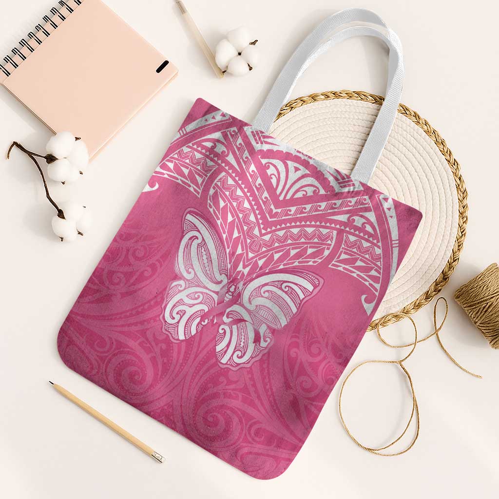 New Zealand Breast Cancer Awareness Tote Bag Maori Butterfly Pink Ribbon - Aussie Hoodie