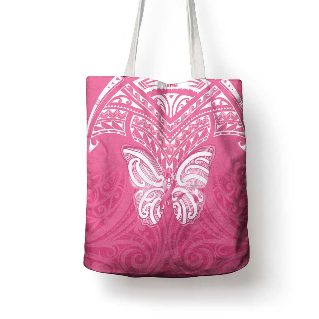 New Zealand Breast Cancer Awareness Tote Bag Maori Butterfly Pink Ribbon - Aussie Hoodie