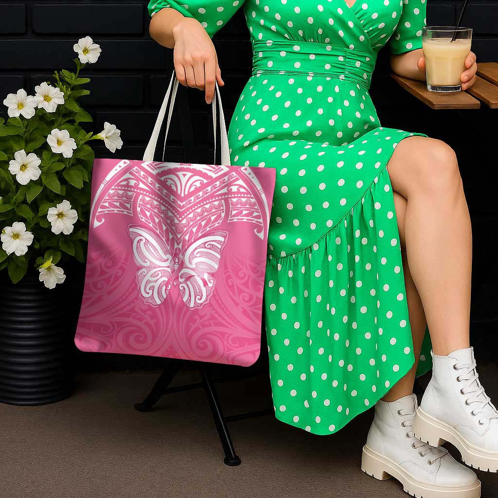 New Zealand Breast Cancer Awareness Tote Bag Maori Butterfly Pink Ribbon - Aussie Hoodie