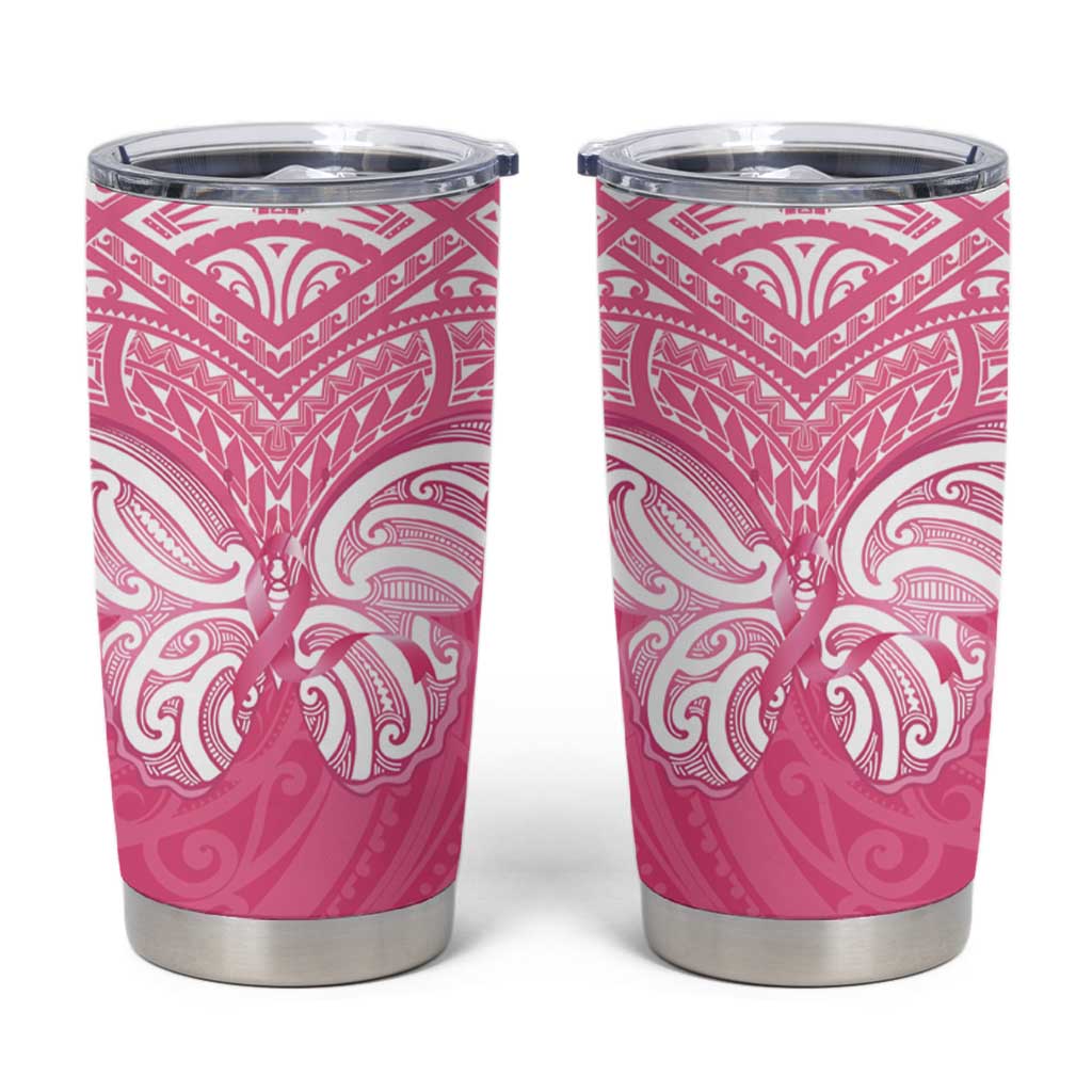 New Zealand Breast Cancer Awareness Tumbler Cup Maori Butterfly Pink Ribbon - Aussie Hoodie