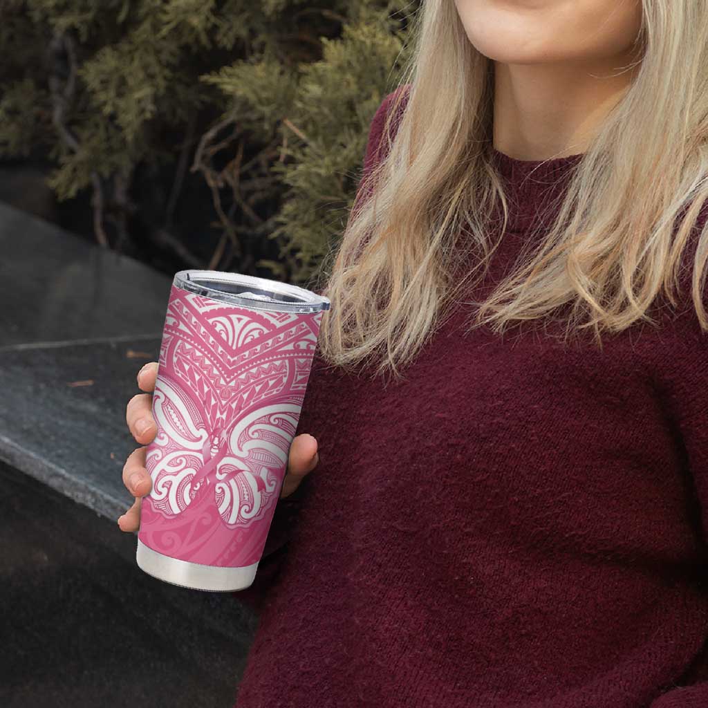 New Zealand Breast Cancer Awareness Tumbler Cup Maori Butterfly Pink Ribbon - Aussie Hoodie