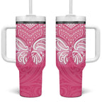 New Zealand Breast Cancer Awareness Tumbler With Handle Maori Butterfly Pink Ribbon - Aussie Hoodie