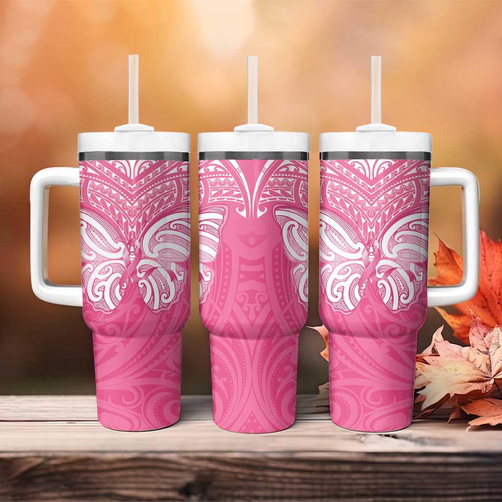 New Zealand Breast Cancer Awareness Tumbler With Handle Maori Butterfly Pink Ribbon - Aussie Hoodie