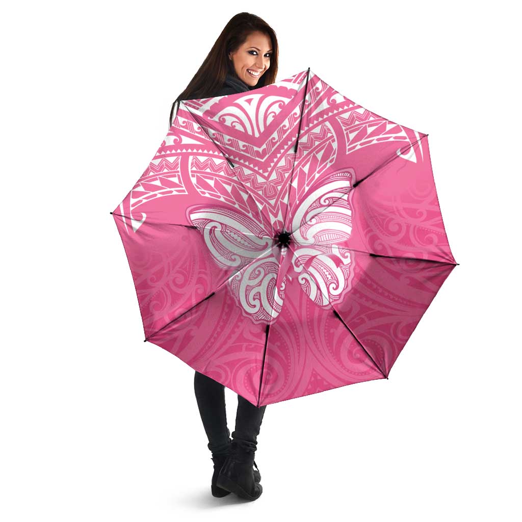 New Zealand Breast Cancer Awareness Umbrella Maori Butterfly Pink Ribbon - Aussie Hoodie