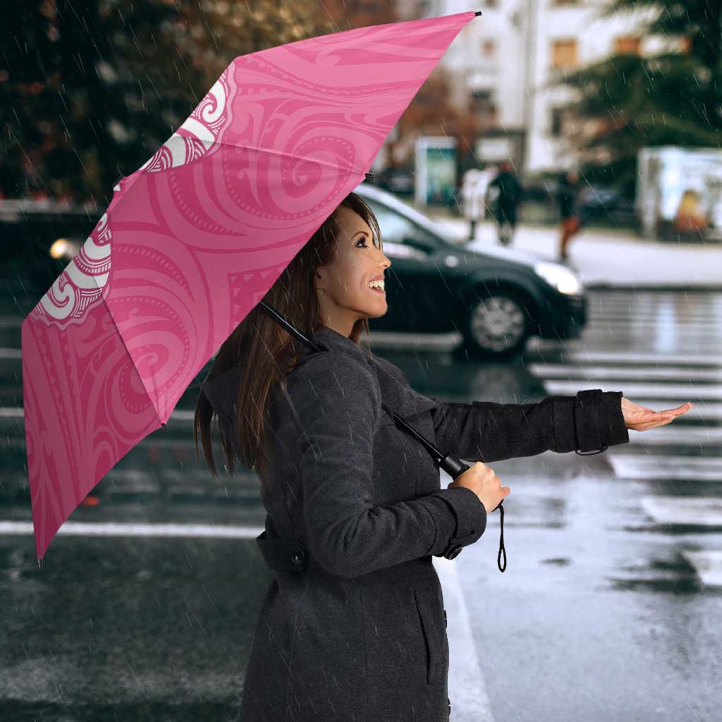 New Zealand Breast Cancer Awareness Umbrella Maori Butterfly Pink Ribbon - Aussie Hoodie