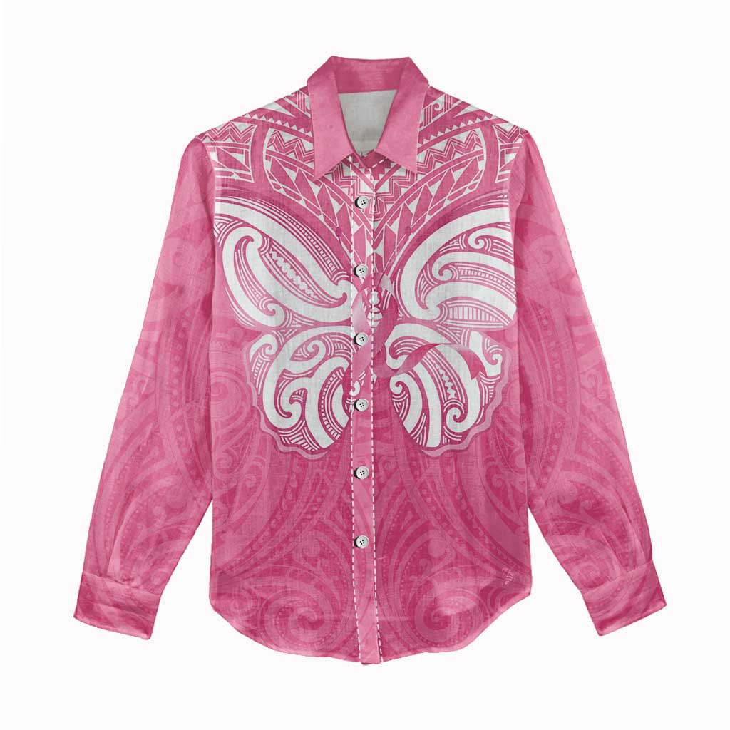 New Zealand Breast Cancer Awareness Women Casual Shirt Maori Butterfly Pink Ribbon - Aussie Hoodie