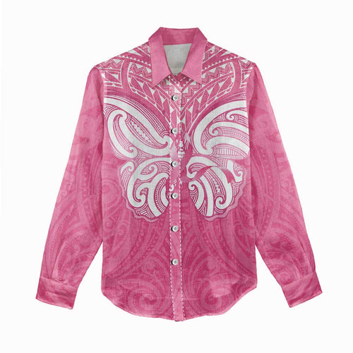 New Zealand Breast Cancer Awareness Women Casual Shirt Maori Butterfly Pink Ribbon - Aussie Hoodie