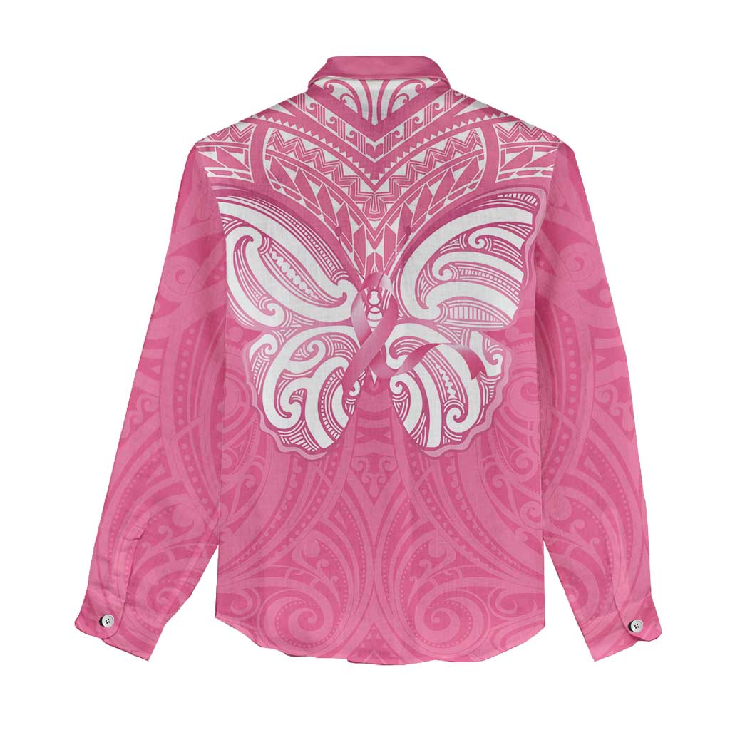 New Zealand Breast Cancer Awareness Women Casual Shirt Maori Butterfly Pink Ribbon - Aussie Hoodie