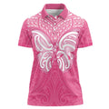 New Zealand Breast Cancer Awareness Women Polo Shirt Maori Butterfly Pink Ribbon - Aussie Hoodie