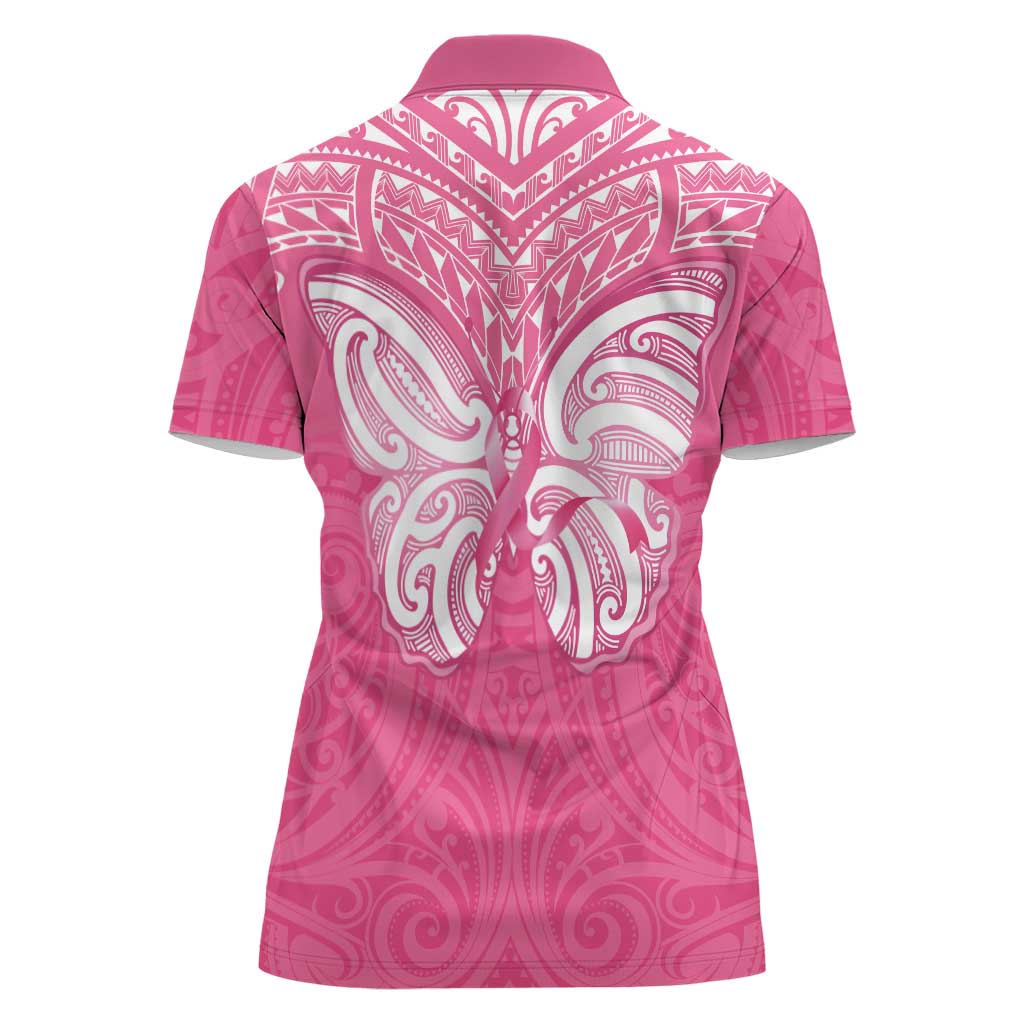 New Zealand Breast Cancer Awareness Women Polo Shirt Maori Butterfly Pink Ribbon - Aussie Hoodie