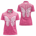 New Zealand Breast Cancer Awareness Women Polo Shirt Maori Butterfly Pink Ribbon - Aussie Hoodie