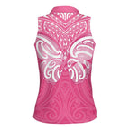 New Zealand Breast Cancer Awareness Women Sleeveless Polo Shirt Maori Butterfly Pink Ribbon - Aussie Hoodie