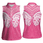New Zealand Breast Cancer Awareness Women Sleeveless Polo Shirt Maori Butterfly Pink Ribbon - Aussie Hoodie
