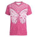 New Zealand Breast Cancer Awareness Women V-Neck T-Shirt Maori Butterfly Pink Ribbon - Aussie Hoodie