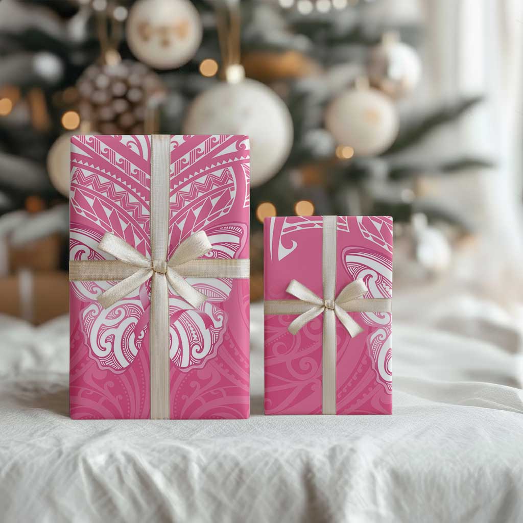 New Zealand Breast Cancer Awareness Wrapping Paper Maori Butterfly Pink Ribbon - Aussie Hoodie