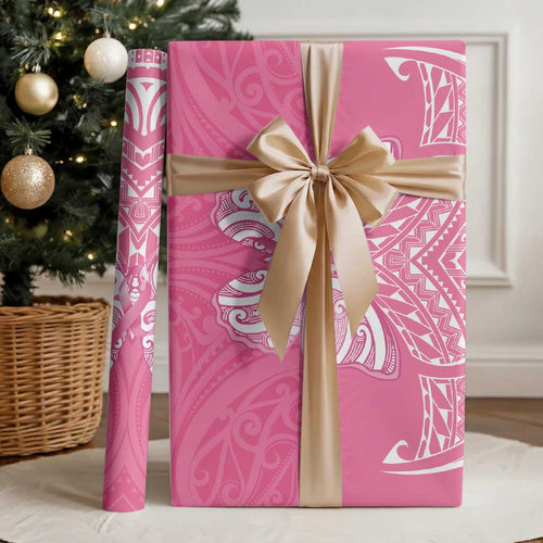 New Zealand Breast Cancer Awareness Wrapping Paper Maori Butterfly Pink Ribbon - Aussie Hoodie