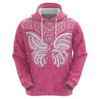 New Zealand Breast Cancer Awareness Zip Hoodie Maori Butterfly Pink Ribbon - Aussie Hoodie