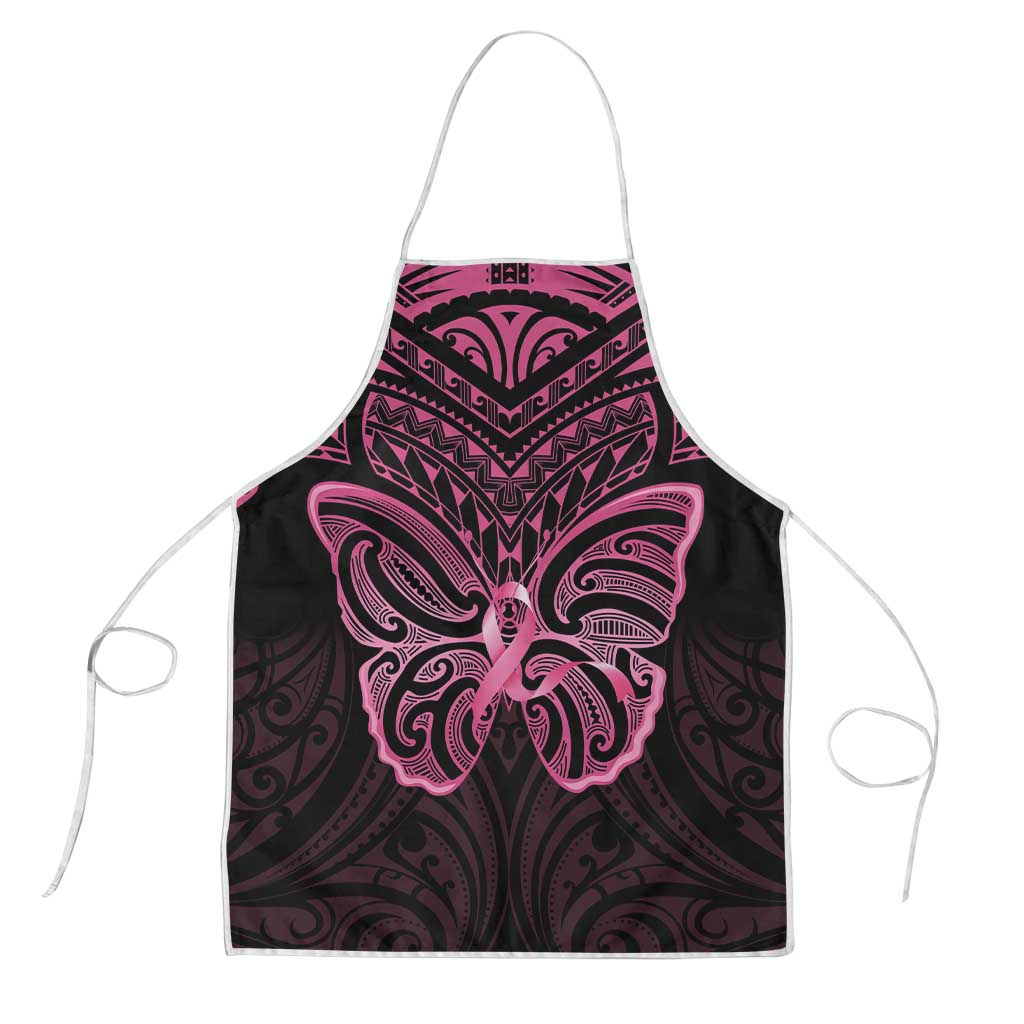 New Zealand Breast Cancer Awareness Apron Maori Butterfly Pink Ribbon Black Version - Aussie Hoodie