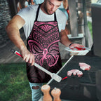 New Zealand Breast Cancer Awareness Apron Maori Butterfly Pink Ribbon Black Version - Aussie Hoodie