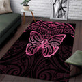 New Zealand Breast Cancer Awareness Area Rug Maori Butterfly Pink Ribbon Black Version - Aussie Hoodie