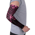 New Zealand Breast Cancer Awareness Arm Sleeves Maori Butterfly Pink Ribbon Black Version - Aussie Hoodie