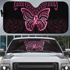 New Zealand Breast Cancer Awareness Auto Sun Shade Maori Butterfly Pink Ribbon Black Version - Aussie Hoodie