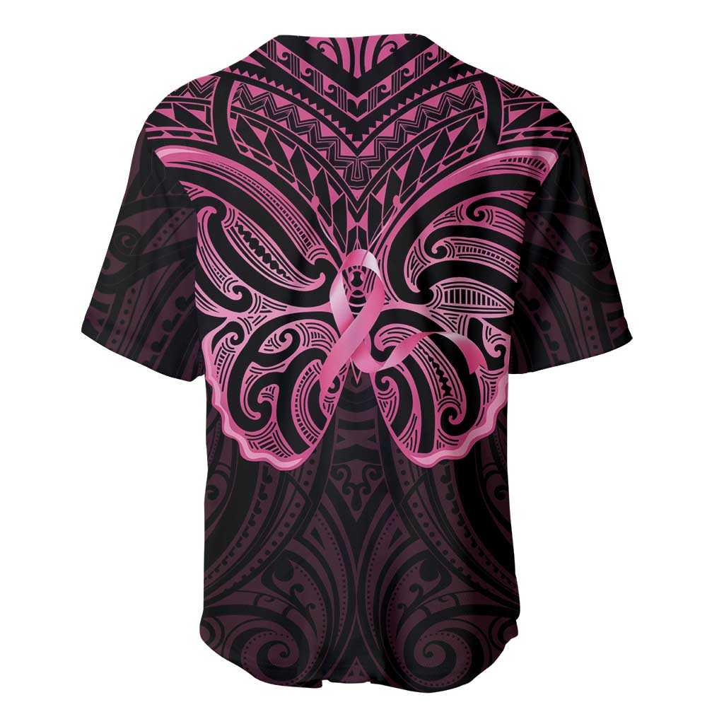 New Zealand Breast Cancer Awareness Baseball Jersey Maori Butterfly Pink Ribbon Black Version - Aussie Hoodie