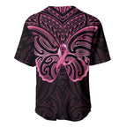 New Zealand Breast Cancer Awareness Baseball Jersey Maori Butterfly Pink Ribbon Black Version - Aussie Hoodie
