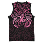 New Zealand Breast Cancer Awareness Basketball Jersey Maori Butterfly Pink Ribbon Black Version - Aussie Hoodie