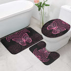 New Zealand Breast Cancer Awareness Bathroom Set Maori Butterfly Pink Ribbon Black Version - Aussie Hoodie